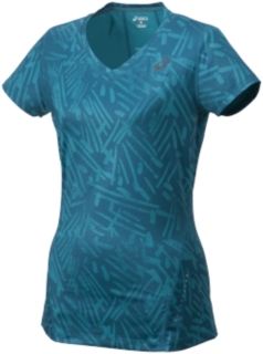【ASICS/アシックス】 ALLOVER GRAPHIC TOP Mブルー レディース アシックス